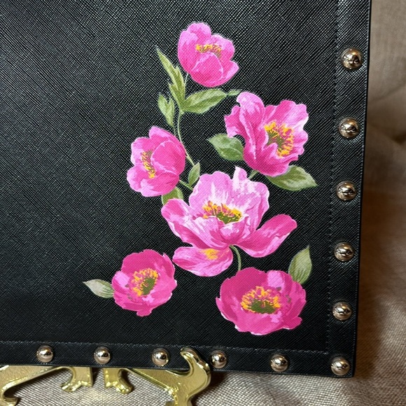 White House Black Market Floral Studded Pouch Bag Clutch Purse - Picture 2 of 7